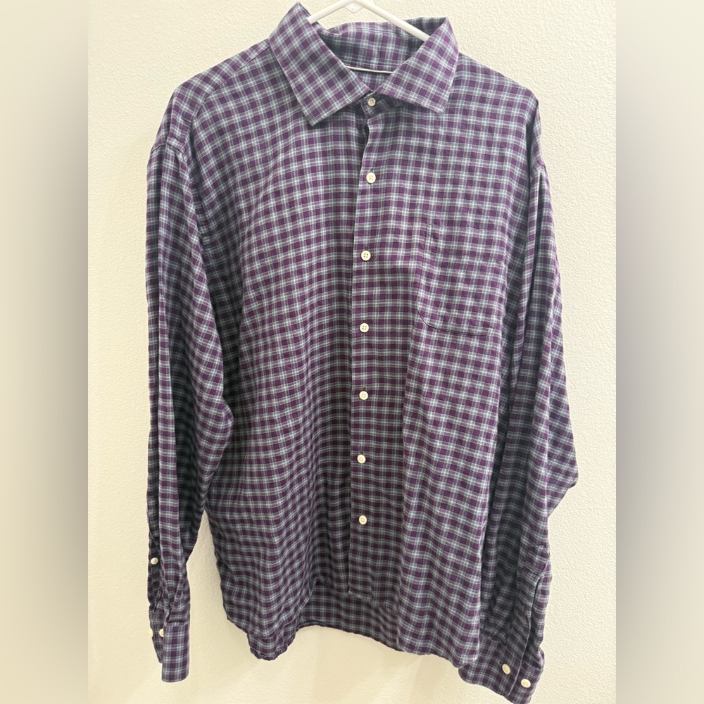 Peter Millar Purple and Blue Plaid Shirt